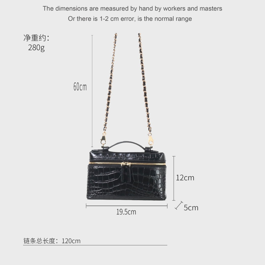 Msbag｜Croc Grain Lunch Box Bag Genuine leather bagsupplier Model 9035