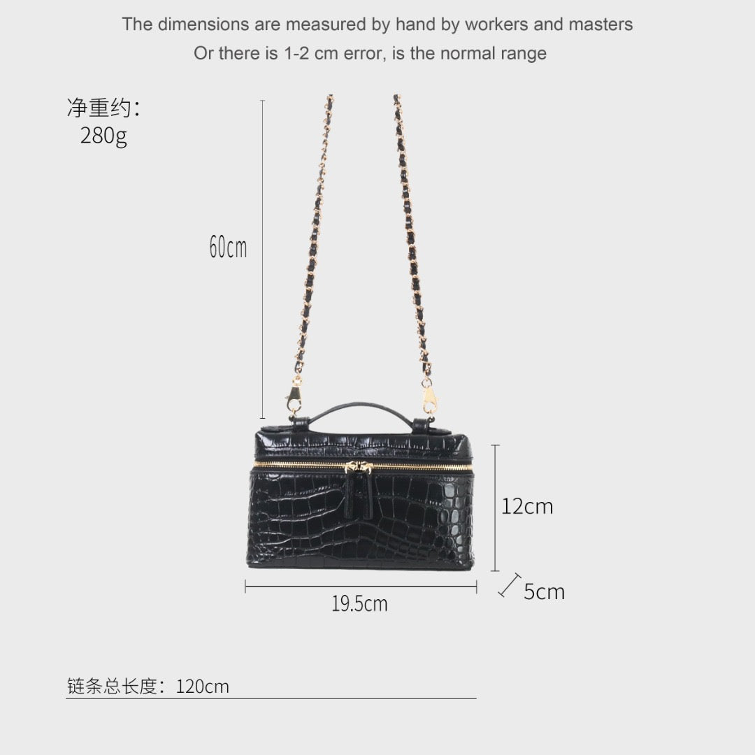 Msbag｜Croc Grain Lunch Box Bag Genuine leather bagsupplier Model 9035