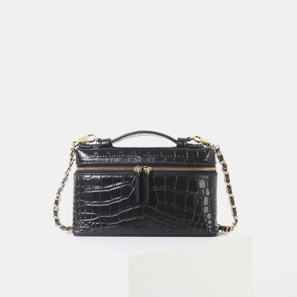 Msbag｜Croc Grain Lunch Box Bag Genuine leather bagsupplier Model 9035