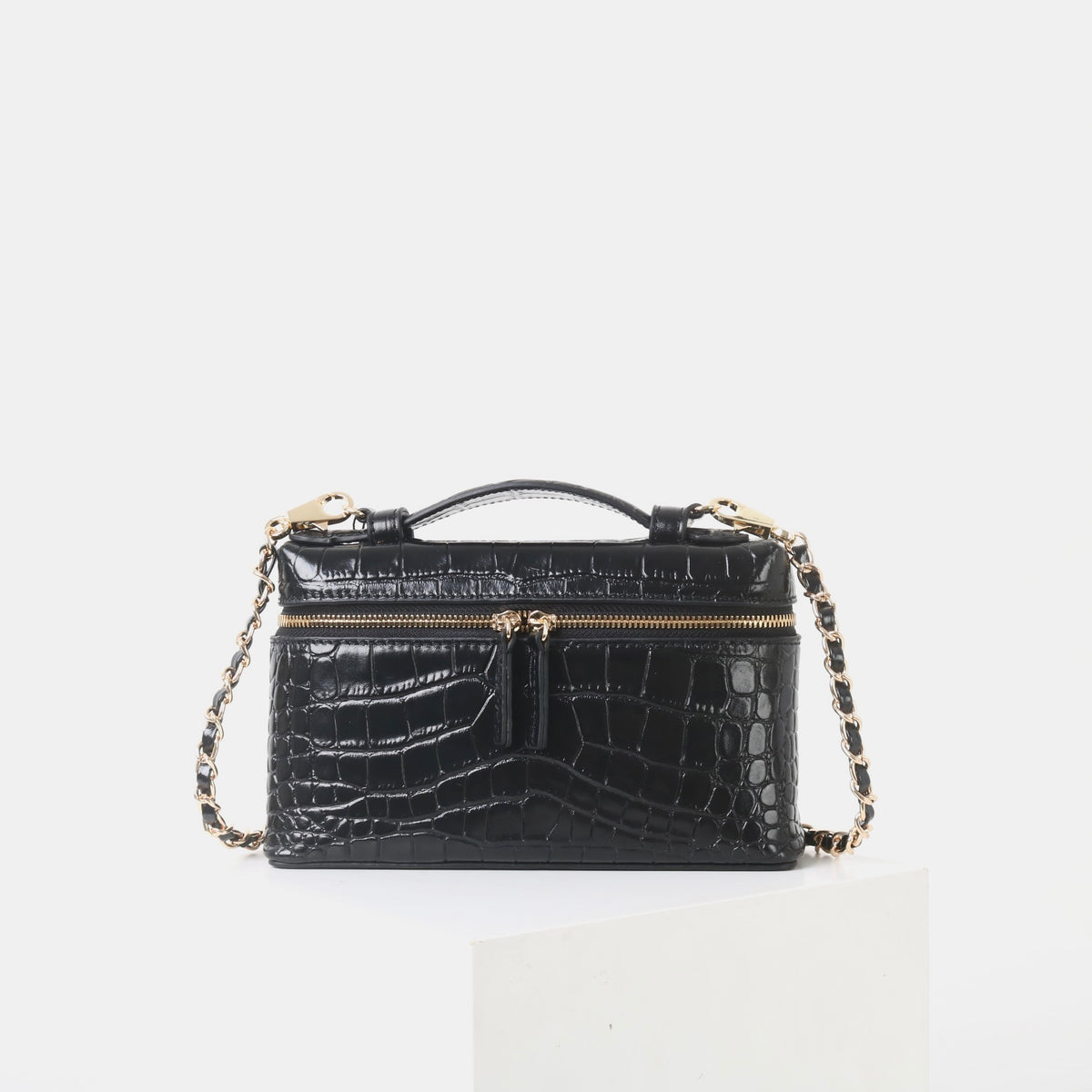 Msbag｜Croc Grain Lunch Box Bag Genuine leather bagsupplier Model 9035