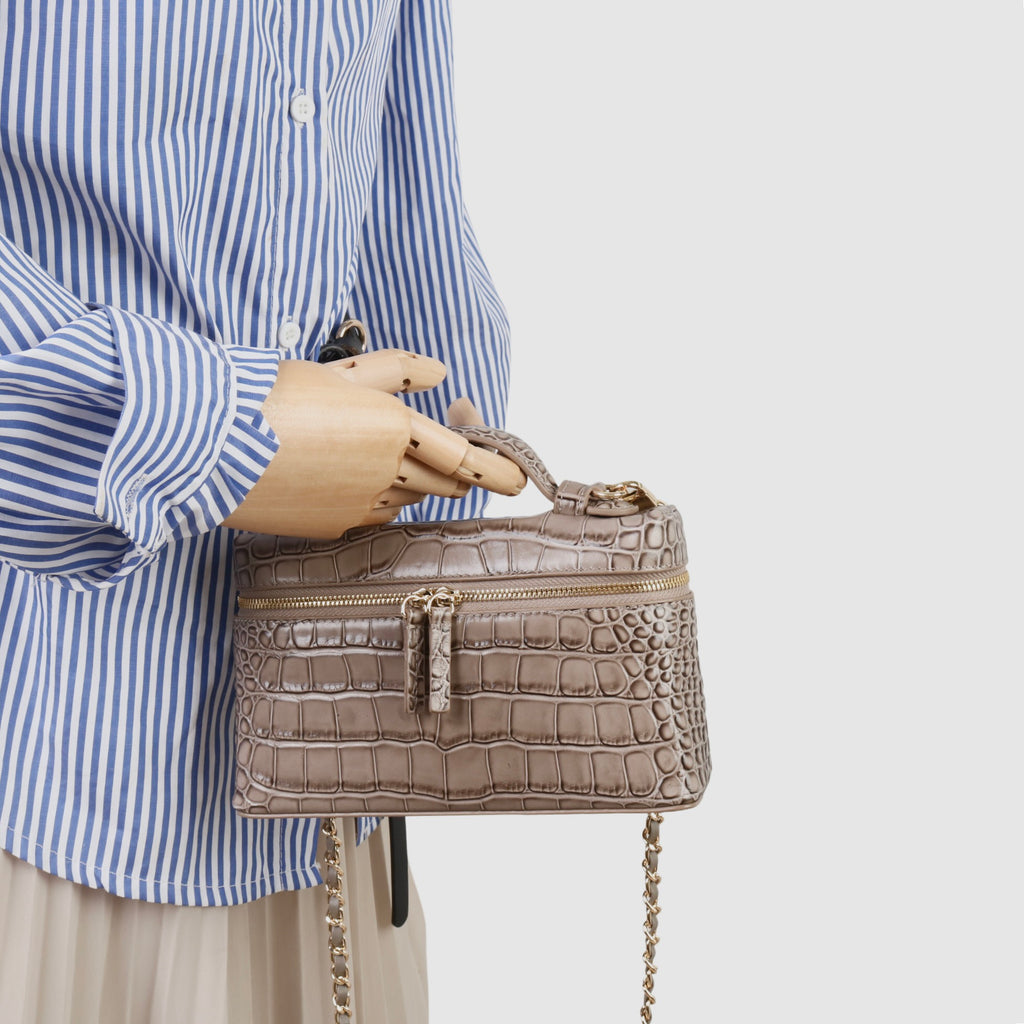 Msbag｜Croc Grain Lunch Box Bag Genuine leather bagsupplier Model 9035