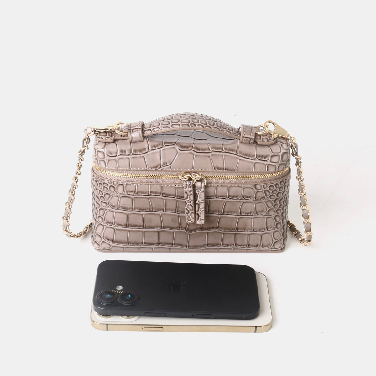 Msbag｜Croc Grain Lunch Box Bag Genuine leather bagsupplier Model 9035