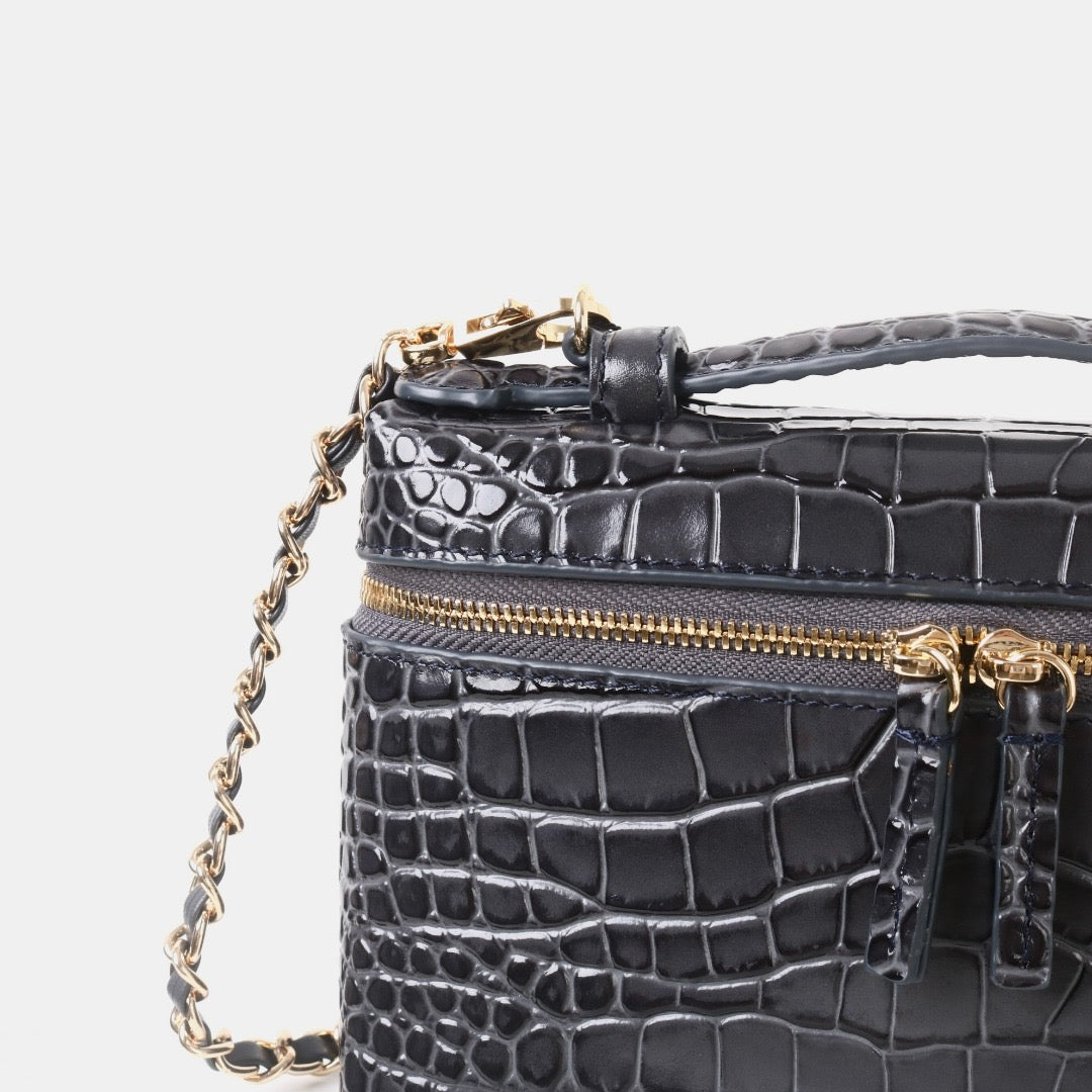 Msbag｜Croc Grain Lunch Box Bag Genuine leather bagsupplier Model 9035
