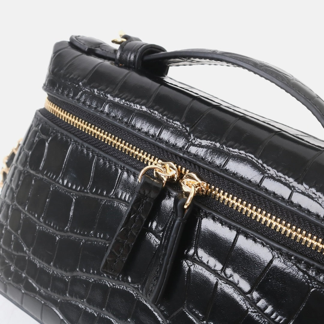 Msbag｜Croc Grain Lunch Box Bag Genuine leather bagsupplier Model 9035
