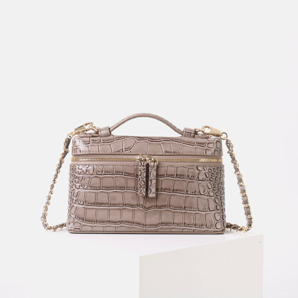 Msbag｜Croc Grain Lunch Box Bag Genuine leather bagsupplier Model 9035