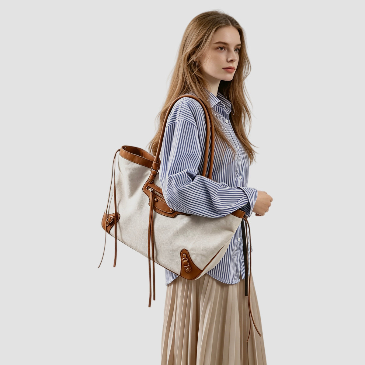 Msbag｜Canvas Moto Tote Bag #D5193 Large