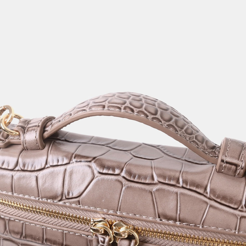 Msbag｜Croc Grain Lunch Box Bag Genuine leather bagsupplier Model 9035