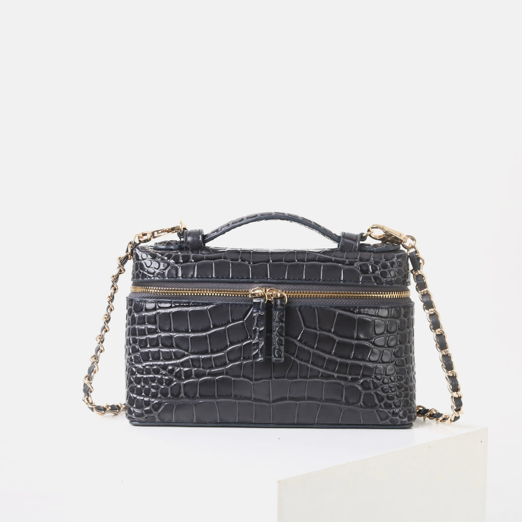 Msbag｜Croc Grain Lunch Box Bag Genuine leather bagsupplier Model 9035