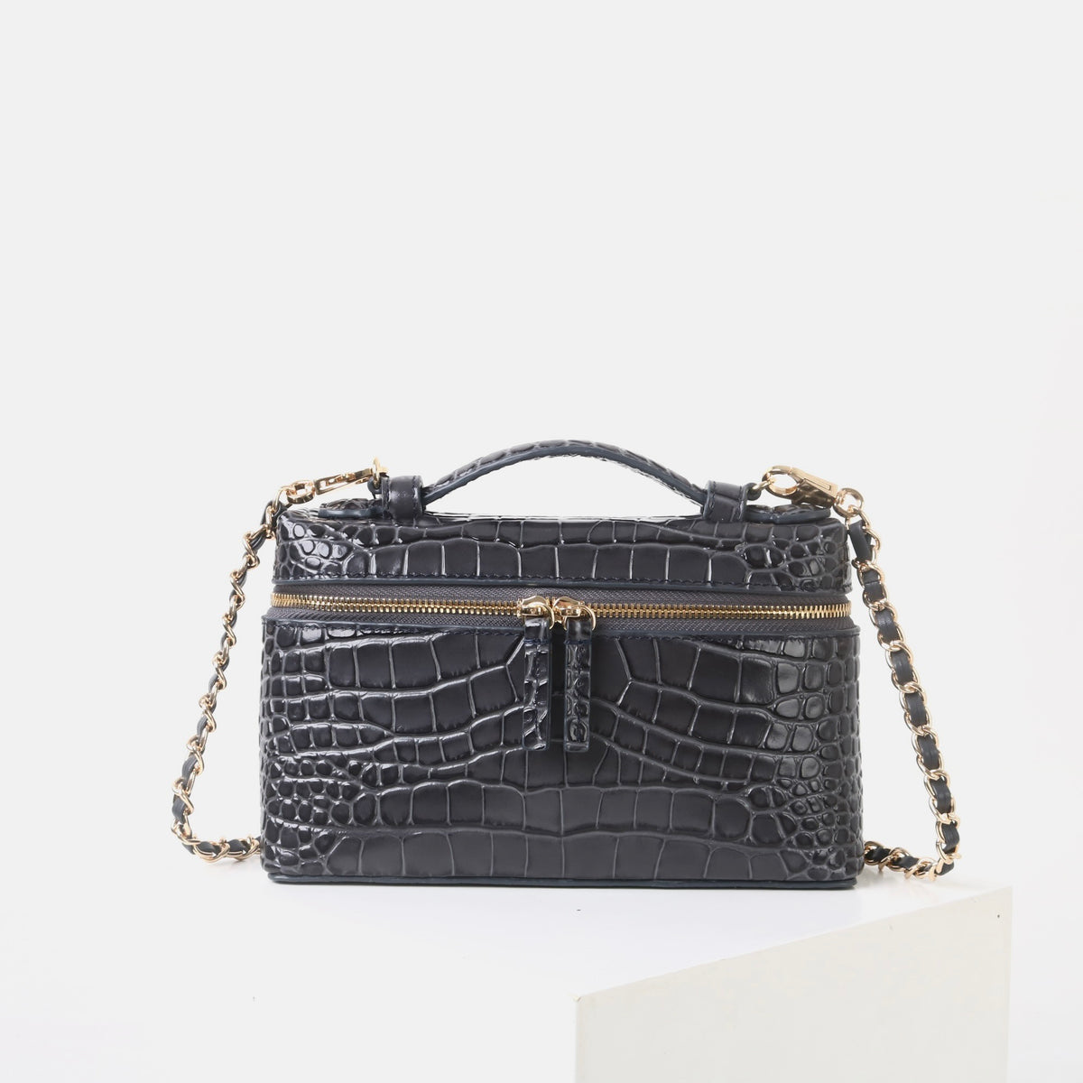 Msbag｜Croc Grain Lunch Box Bag Genuine leather bagsupplier Model 9035