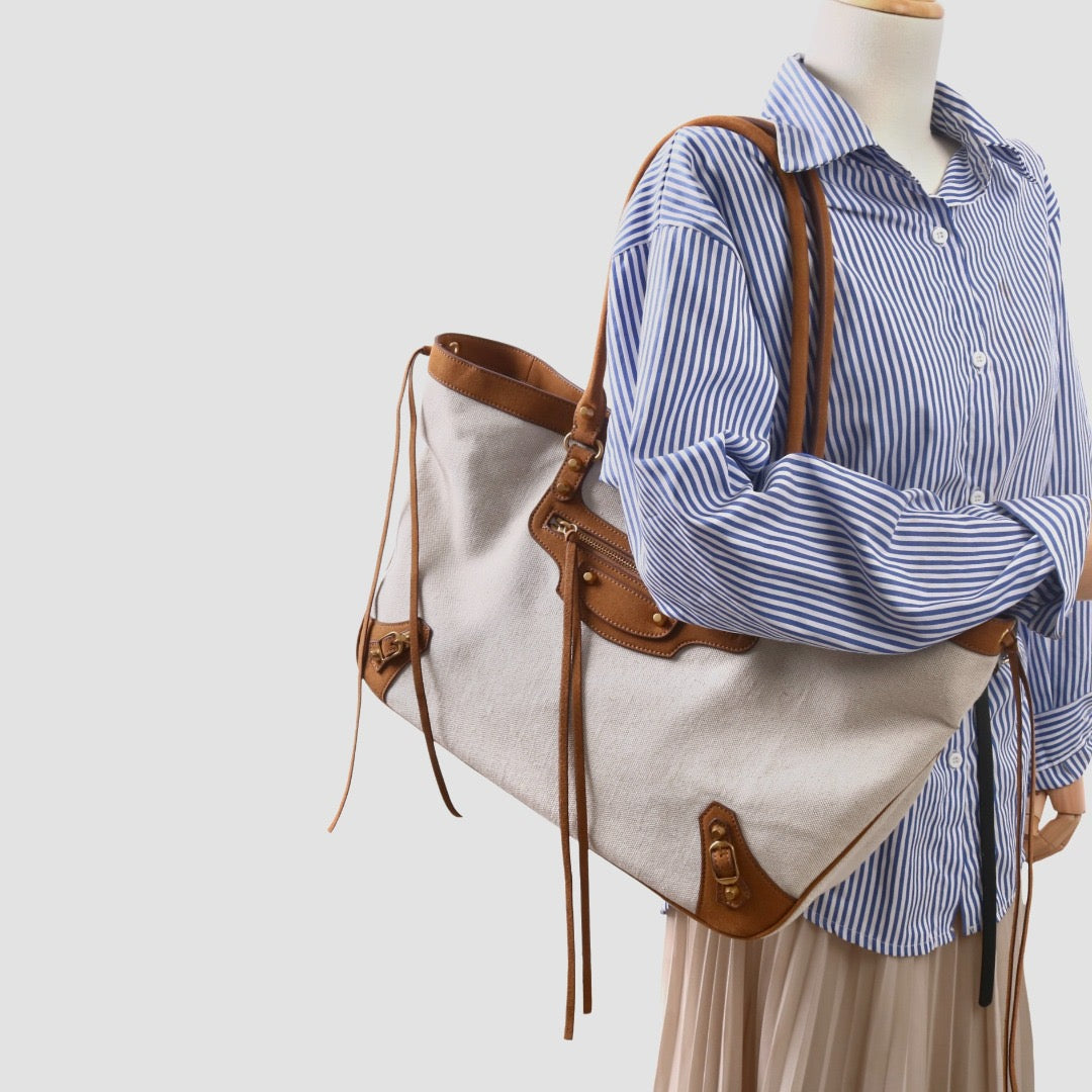 Msbag｜Canvas Moto Tote Bag #D5193 Large