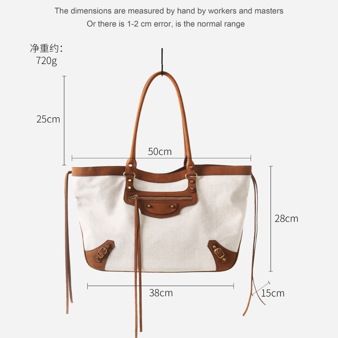 Msbag｜Canvas Moto Tote Bag #D5193 Large