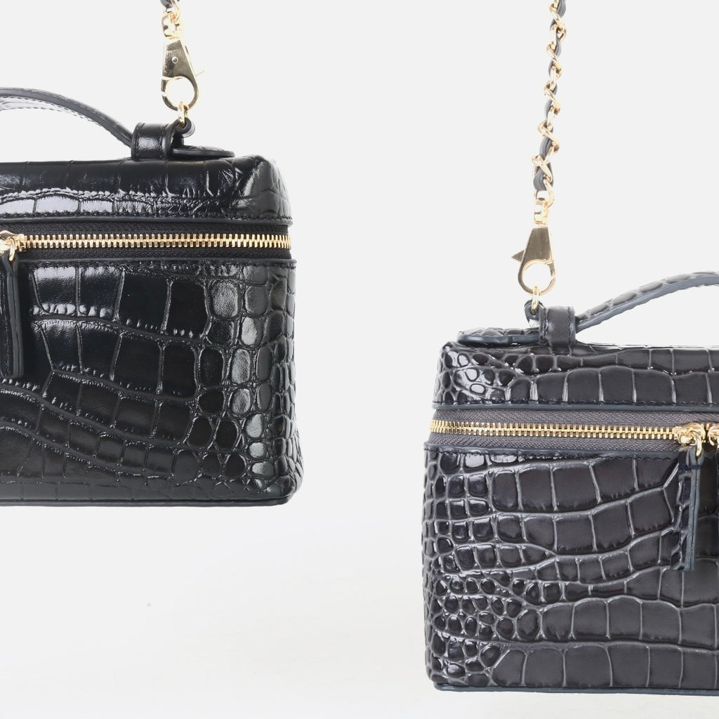 Msbag｜Croc Grain Lunch Box Bag Genuine leather bagsupplier Model 9035