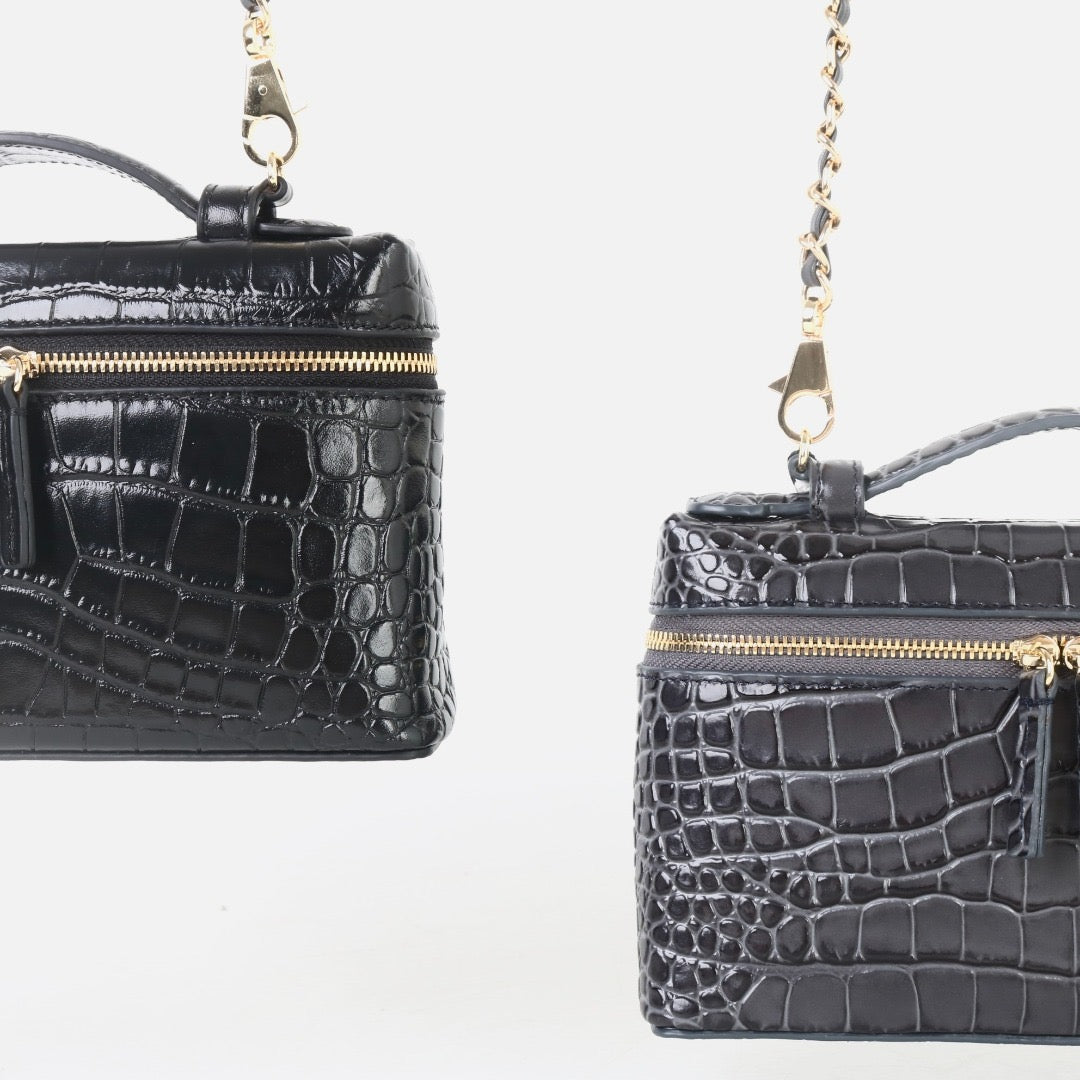 Msbag｜Croc Grain Lunch Box Bag Genuine leather bagsupplier Model 9035