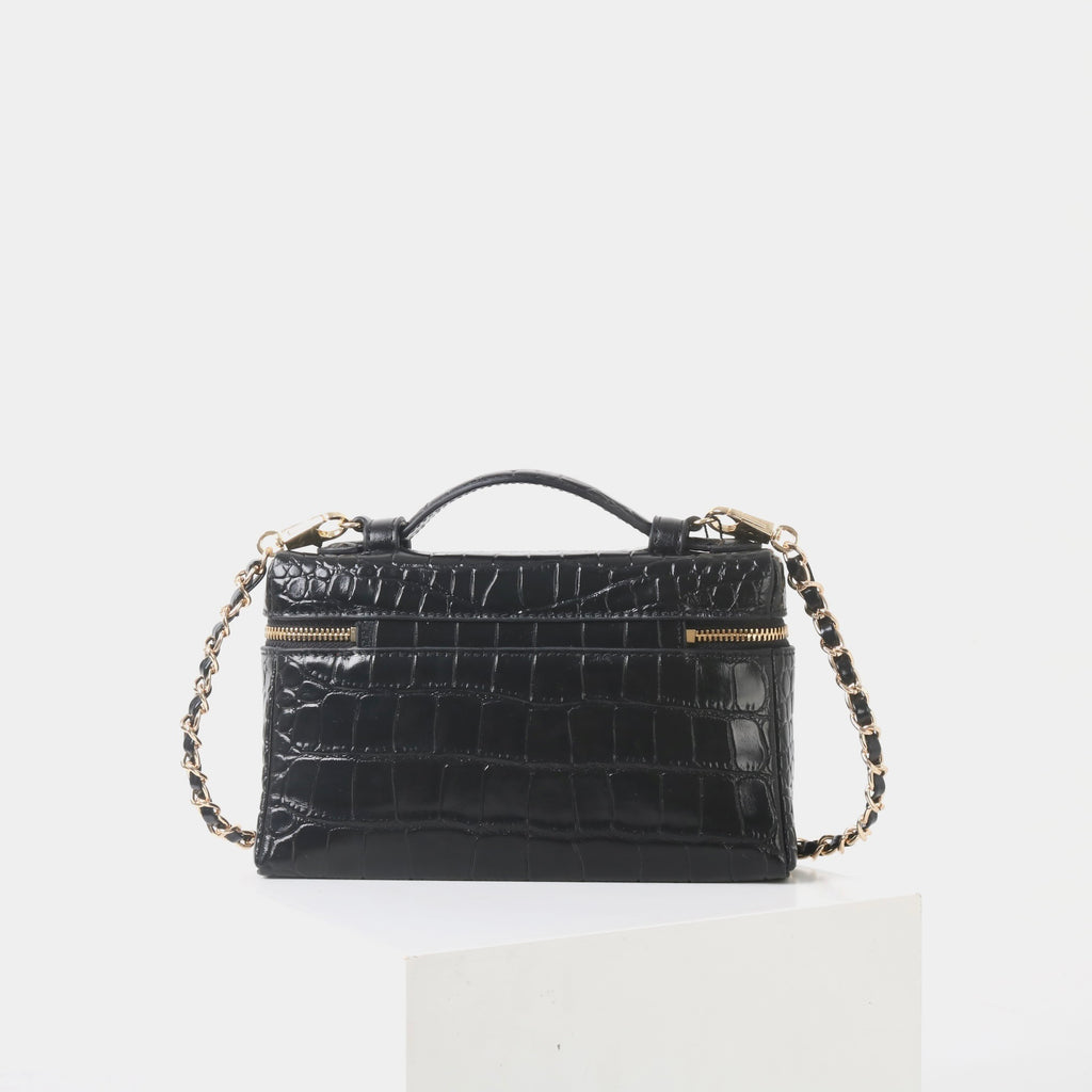 Msbag｜Croc Grain Lunch Box Bag Genuine leather bagsupplier Model 9035