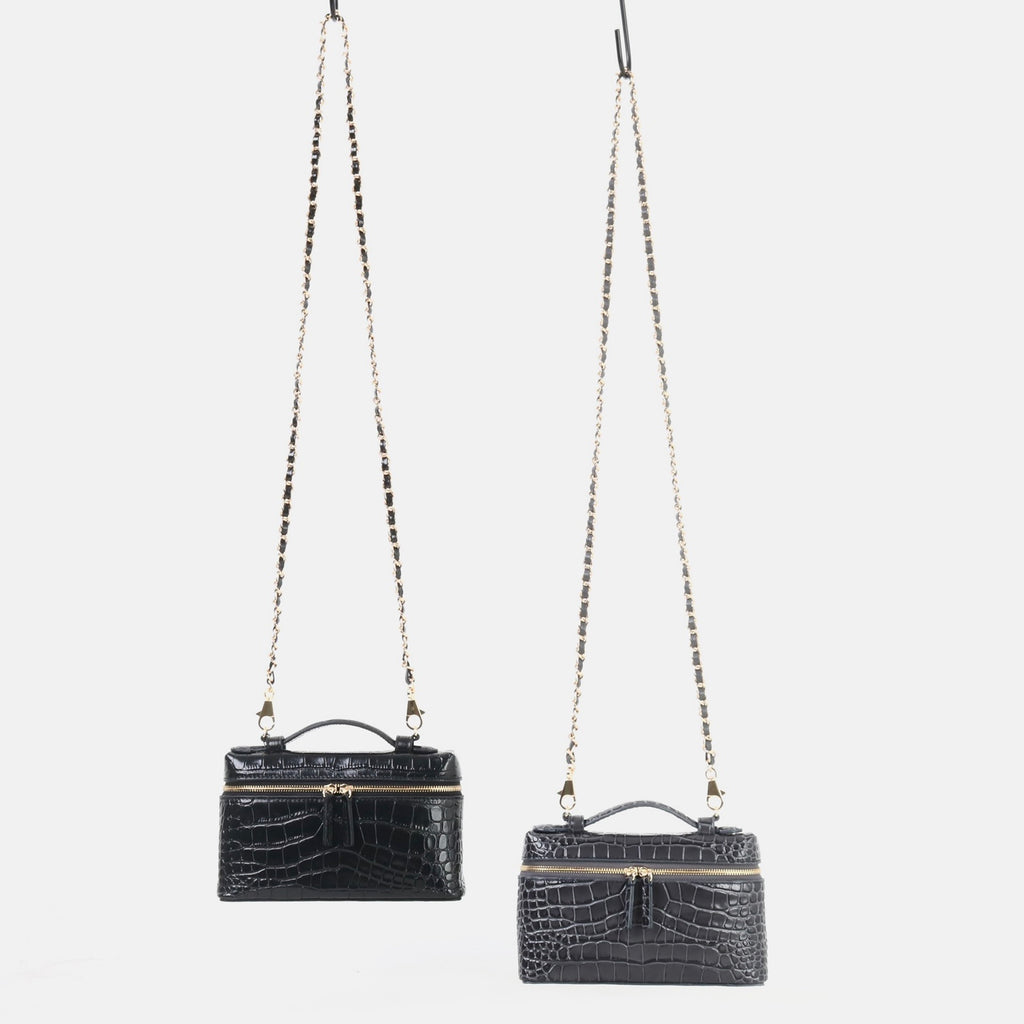 Msbag｜Croc Grain Lunch Box Bag Genuine leather bagsupplier Model 9035