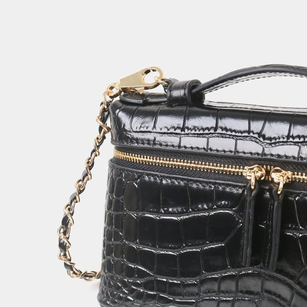 Msbag｜Croc Grain Lunch Box Bag Genuine leather bagsupplier Model 9035