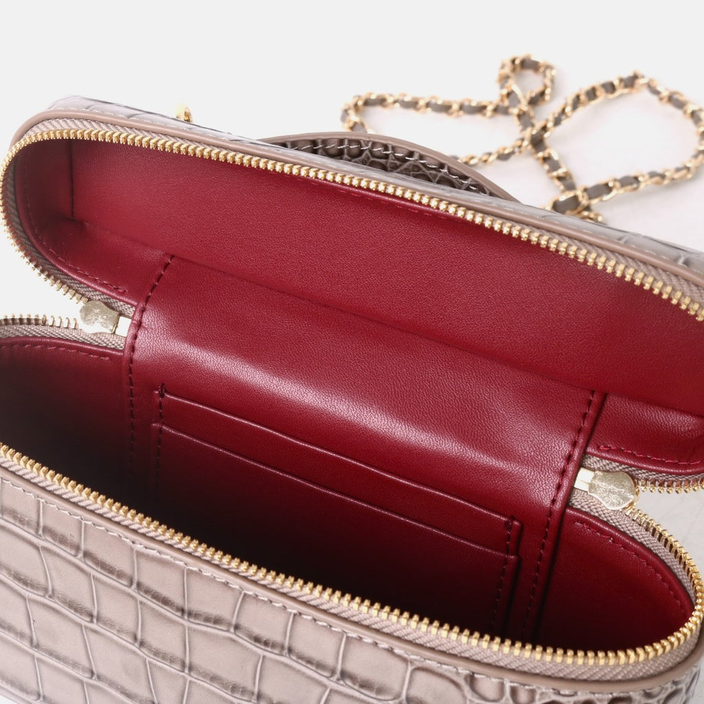 Msbag｜Croc Grain Lunch Box Bag Genuine leather bagsupplier Model 9035