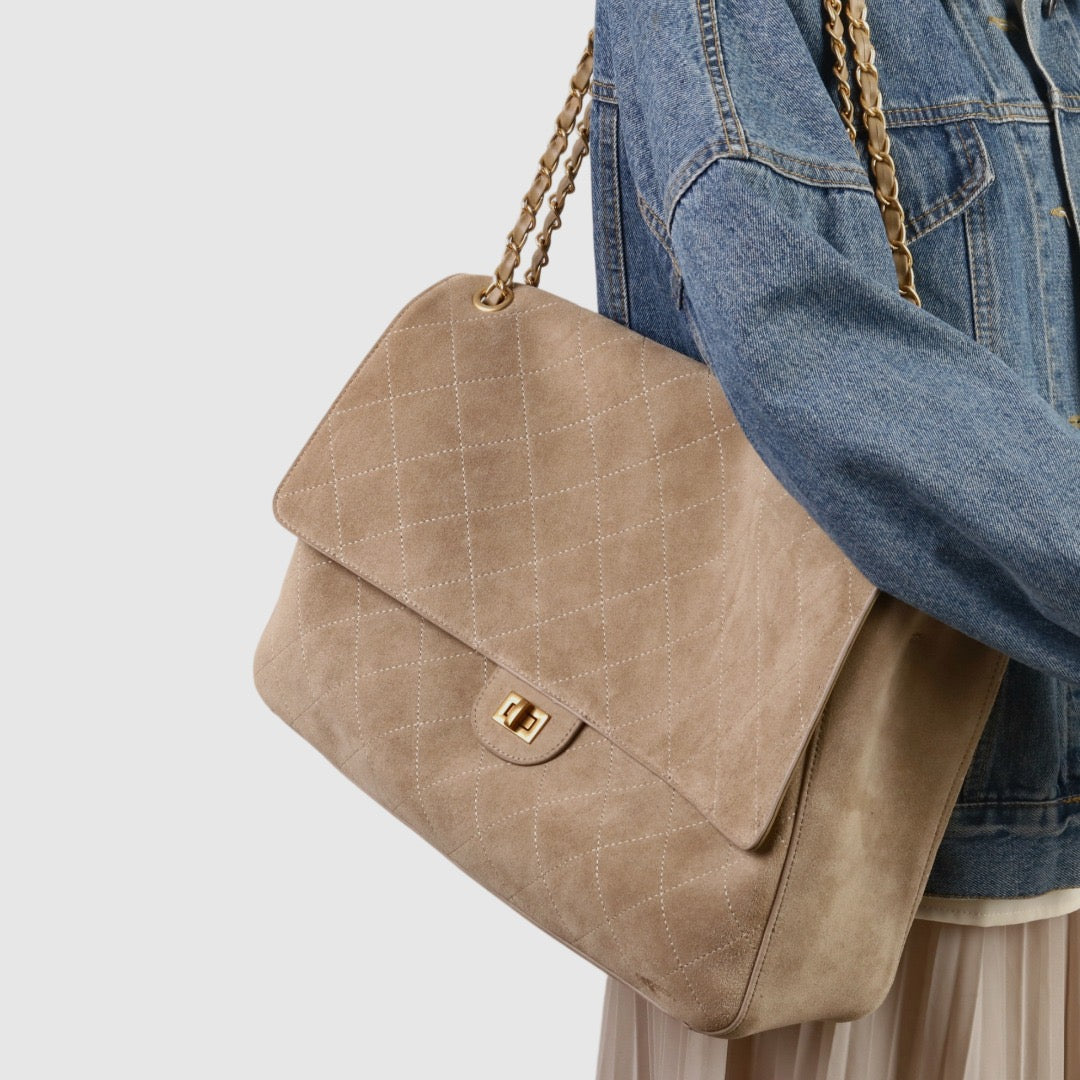 Luxury 26S style, suede leather cowhide chain bag suede leather women's shoulder bag large capacity