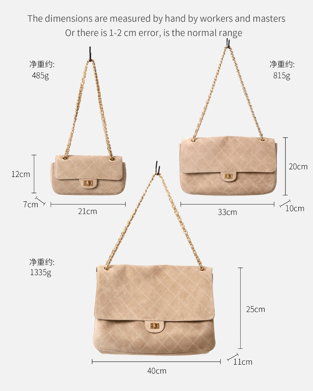 Luxury 26S style, suede leather cowhide chain bag suede leather women's shoulder bag large capacity