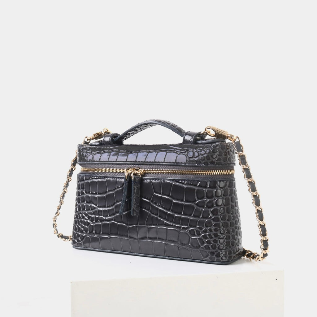 Msbag｜Croc Grain Lunch Box Bag Genuine leather bagsupplier Model 9035
