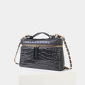 Msbag｜Croc Grain Lunch Box Bag Genuine leather bagsupplier Model 9035