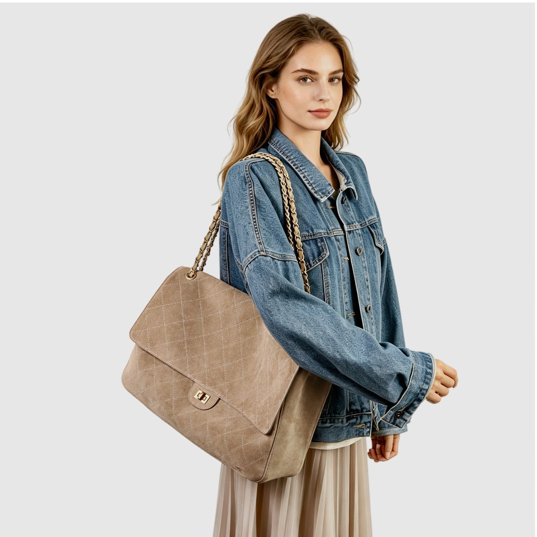 Luxury 26S style, suede leather cowhide chain bag suede leather women's shoulder bag large capacity